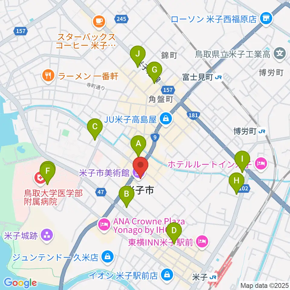 米子市美術館周辺のコンビニエンスストア一覧地図