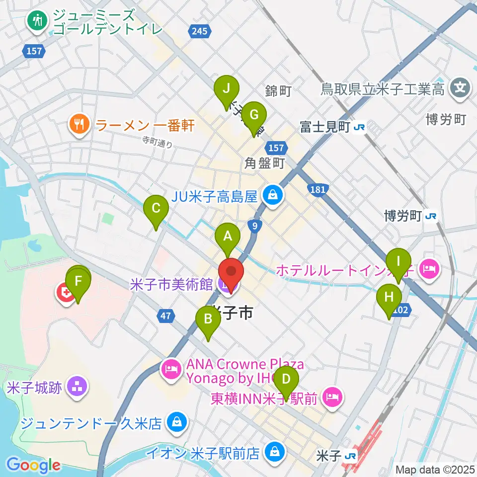 米子市美術館周辺のコンビニエンスストア一覧地図