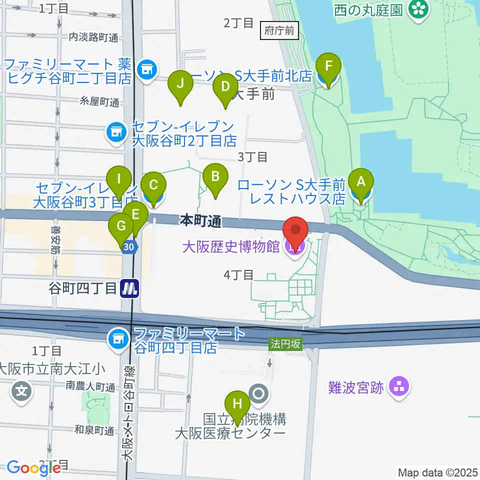 大阪歴史博物館周辺のコンビニエンスストア一覧地図