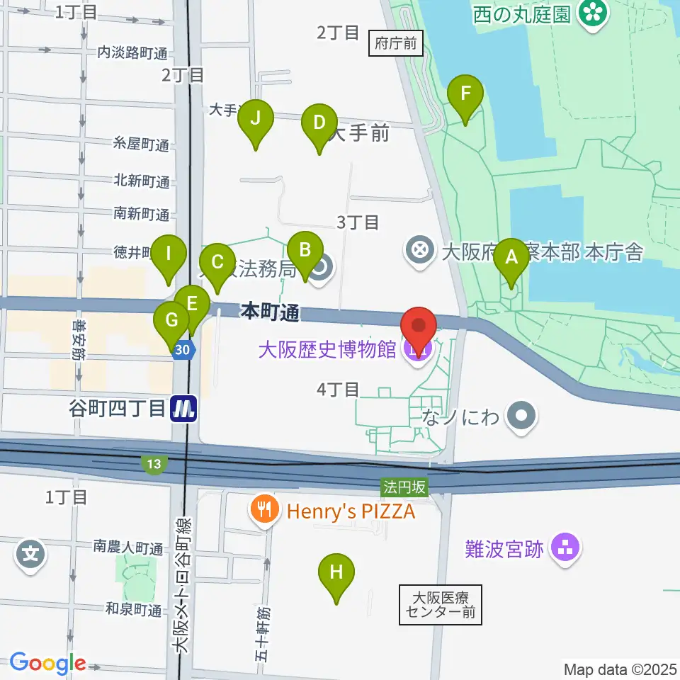 大阪歴史博物館周辺のコンビニエンスストア一覧地図