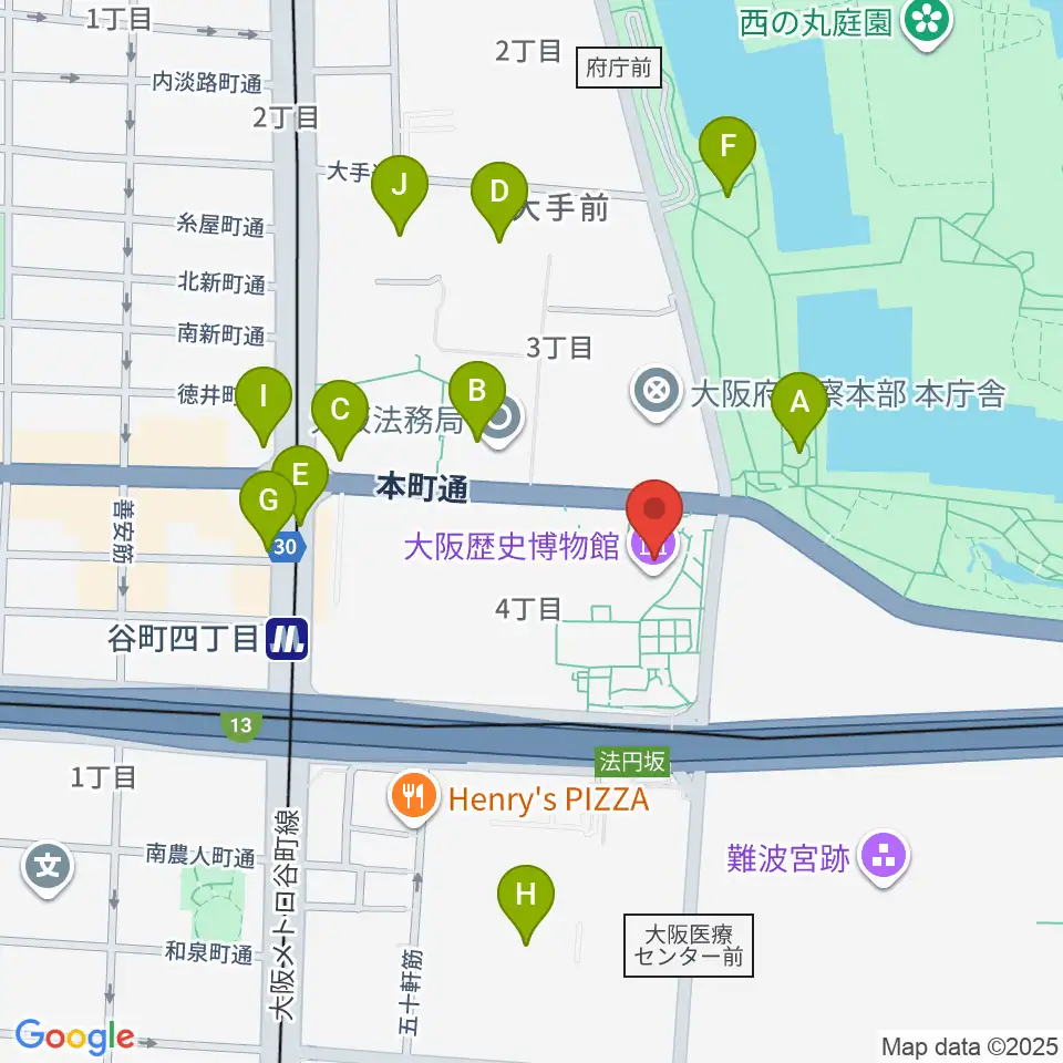 大阪歴史博物館周辺のコンビニエンスストア一覧地図