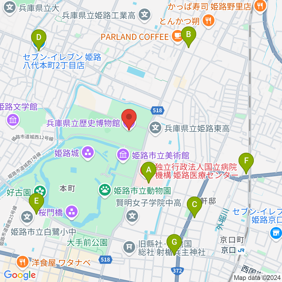 兵庫県立歴史博物館周辺のコンビニエンスストア一覧地図