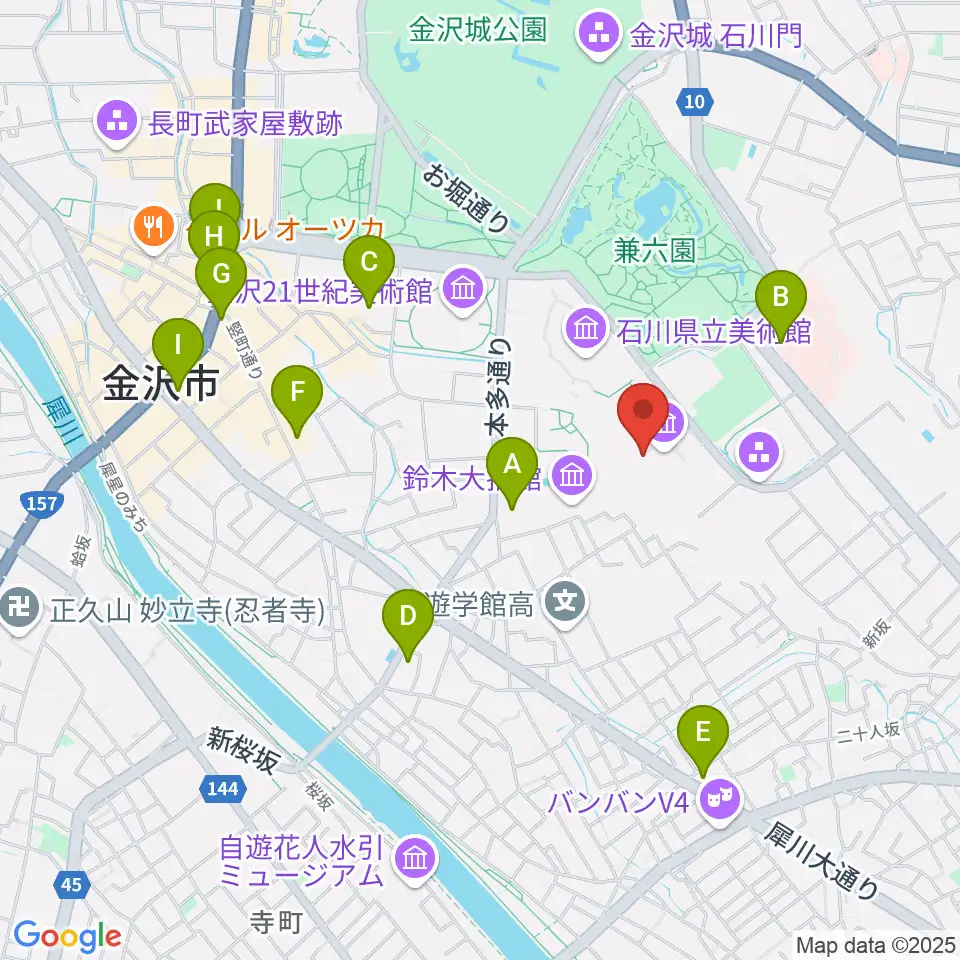 石川県立歴史博物館 いしかわ赤レンガミュージアム周辺のコンビニエンスストア一覧地図