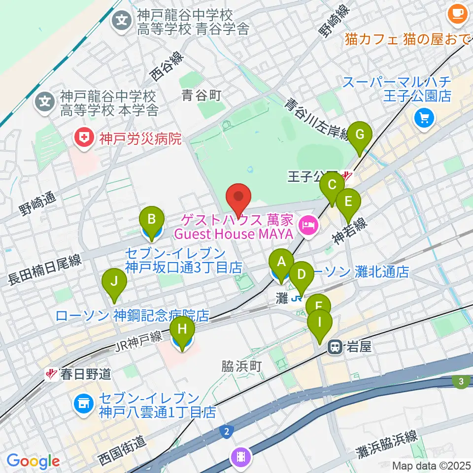 原田の森ギャラリー周辺のコンビニエンスストア一覧地図