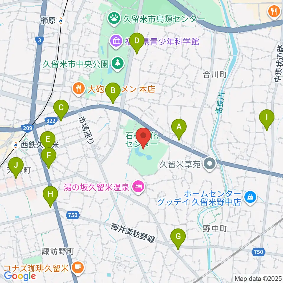 久留米市美術館周辺のコンビニエンスストア一覧地図