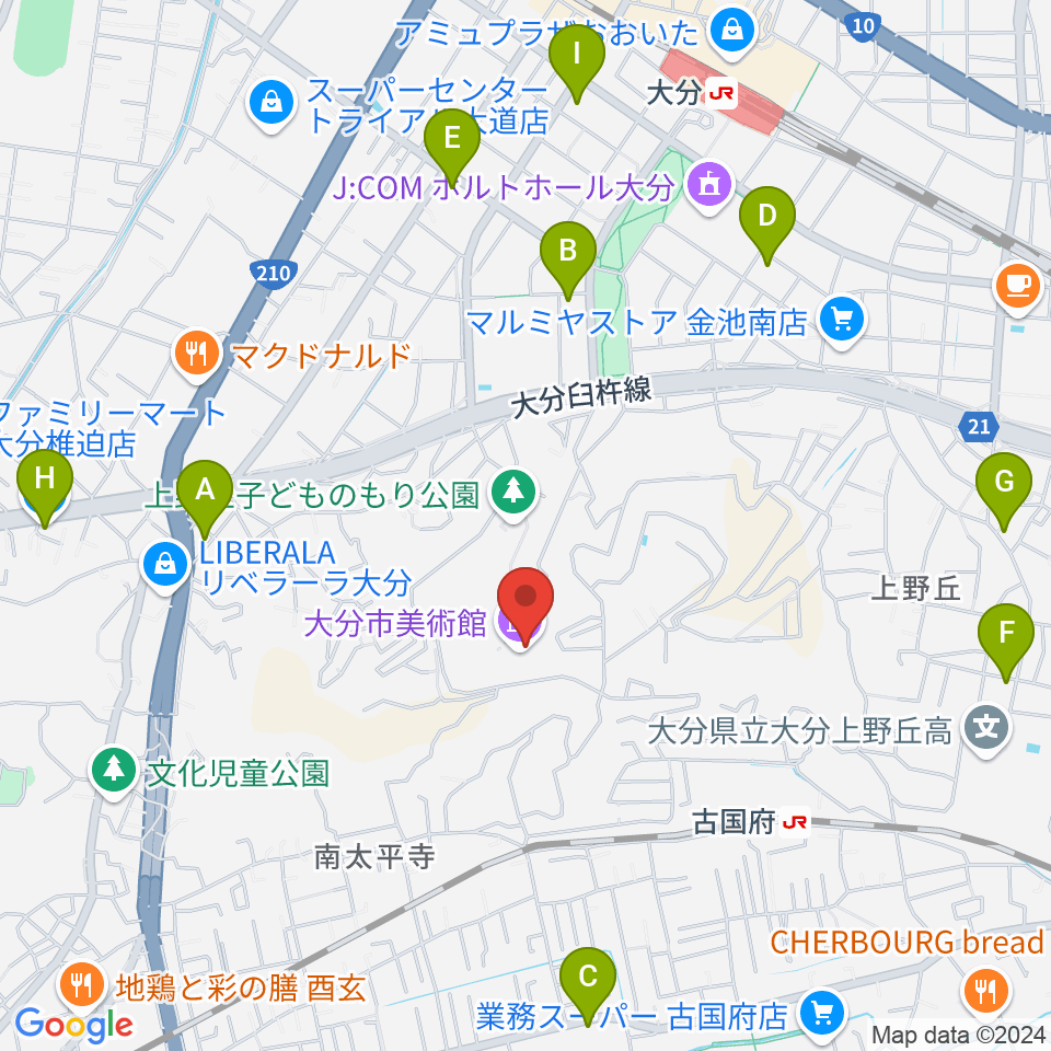 大分市美術館周辺のコンビニエンスストア一覧地図