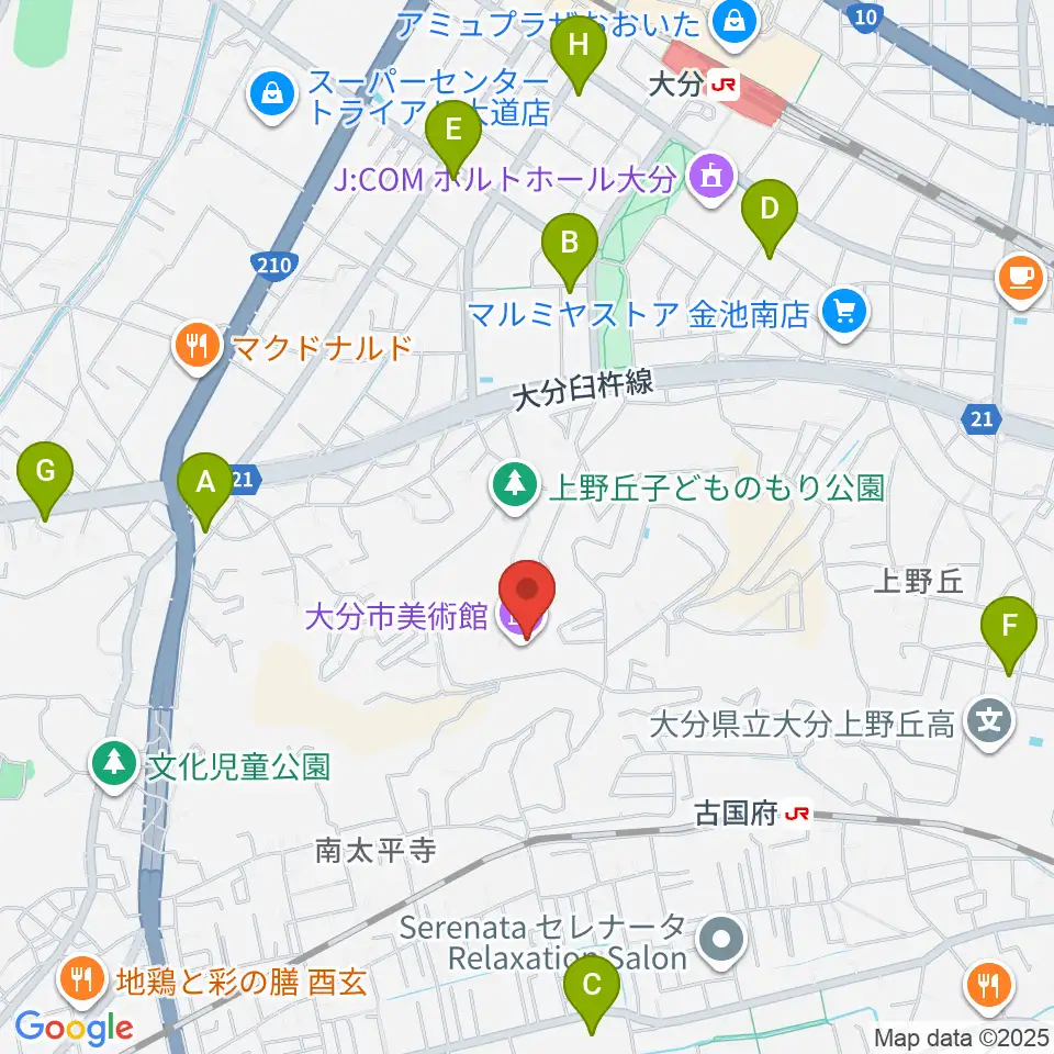 大分市美術館周辺のコンビニエンスストア一覧地図