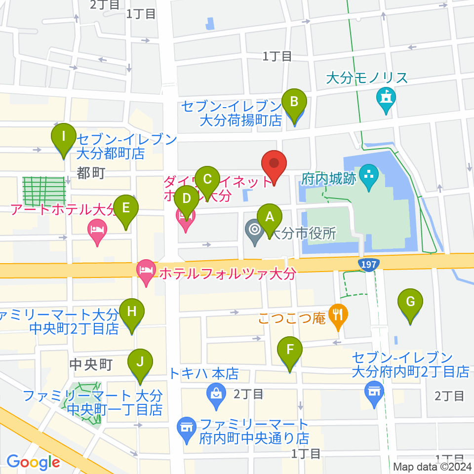 大分市アートプラザ周辺のコンビニエンスストア一覧地図