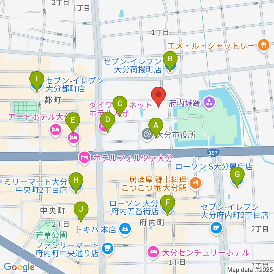 大分市アートプラザ周辺のコンビニエンスストア一覧地図