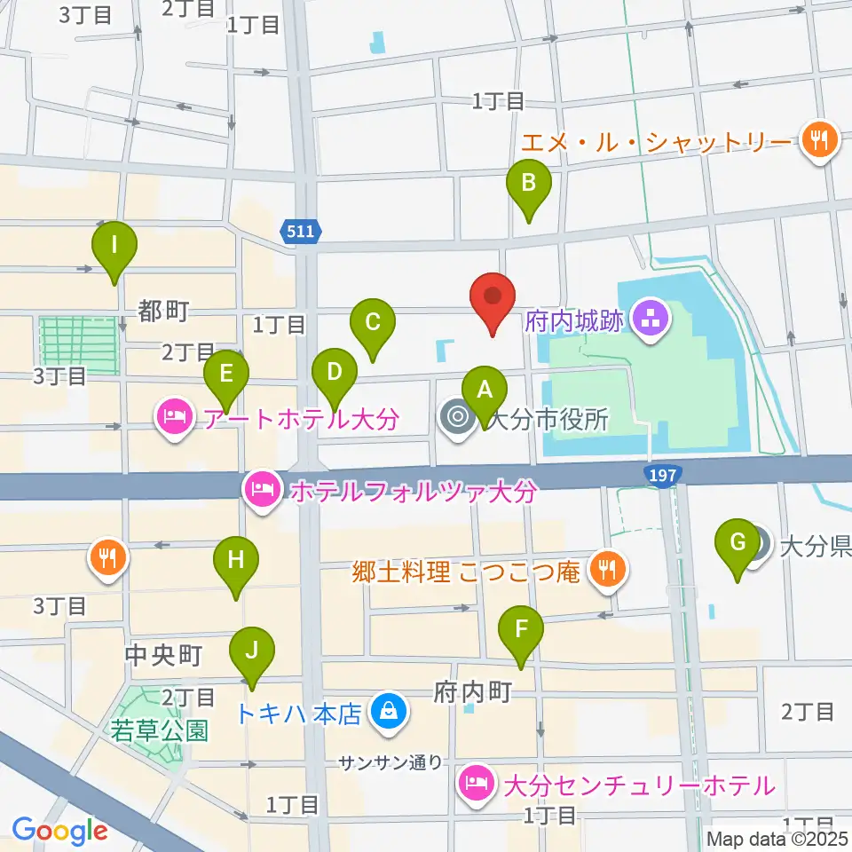 大分市アートプラザ周辺のコンビニエンスストア一覧地図