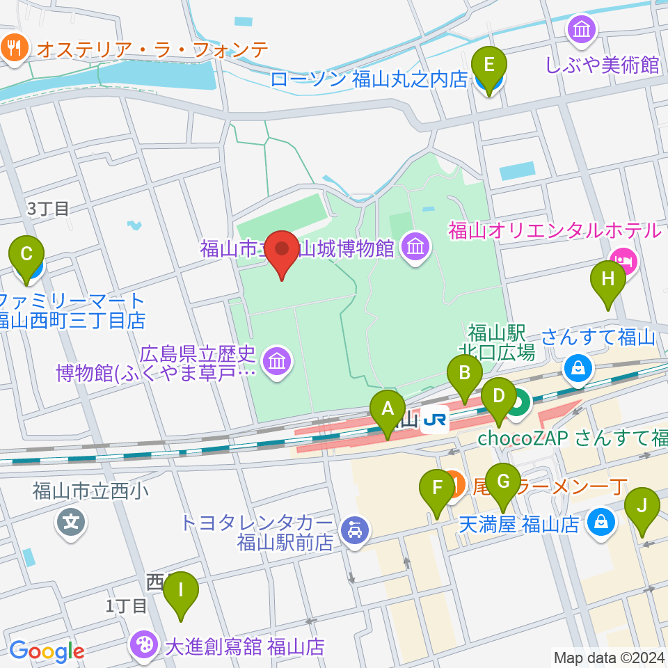 ふくやま美術館周辺のコンビニエンスストア一覧地図