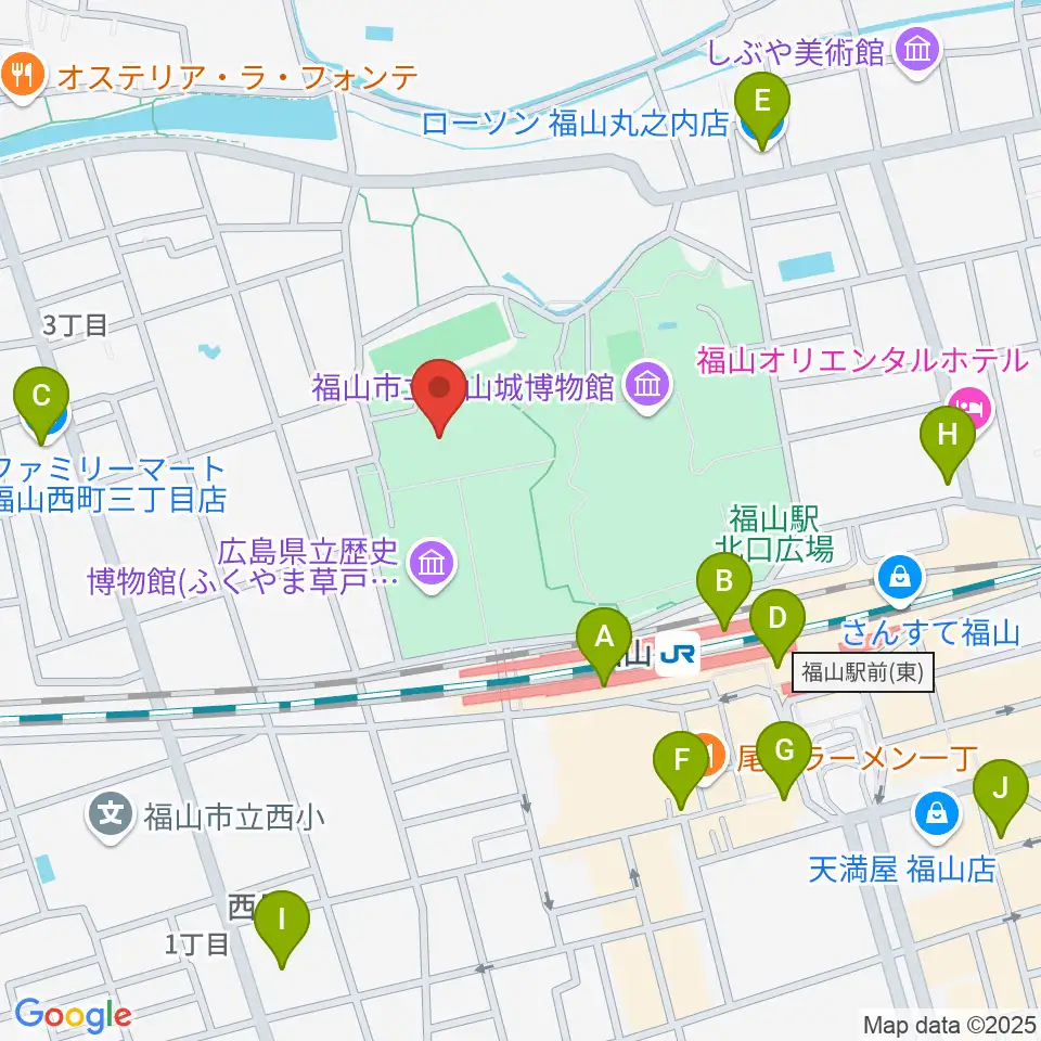 ふくやま美術館周辺のコンビニエンスストア一覧地図