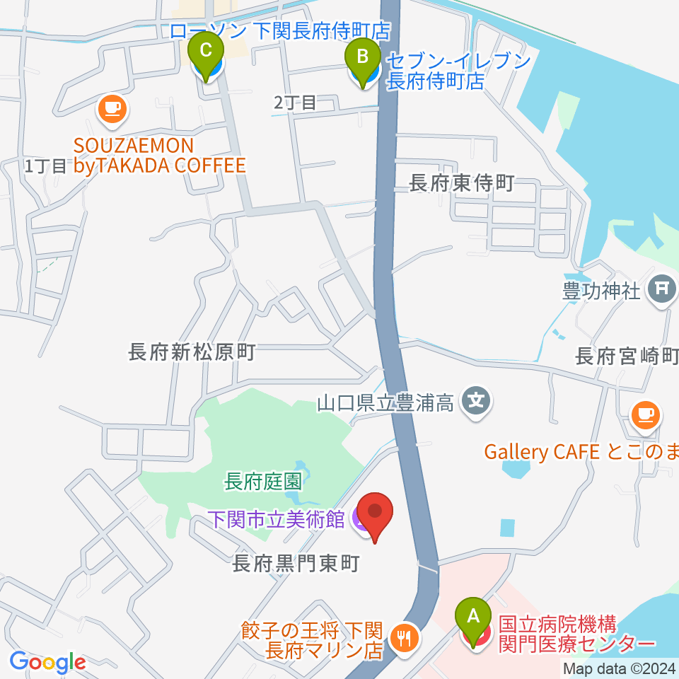 下関市立美術館周辺のコンビニエンスストア一覧地図