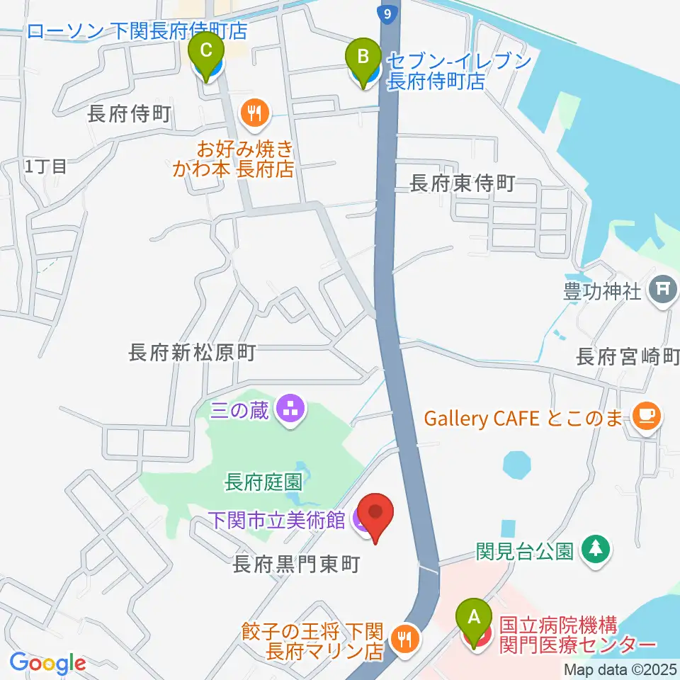下関市立美術館周辺のコンビニエンスストア一覧地図