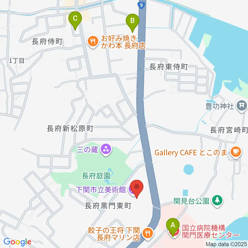 下関市立美術館周辺のコンビニエンスストア一覧地図