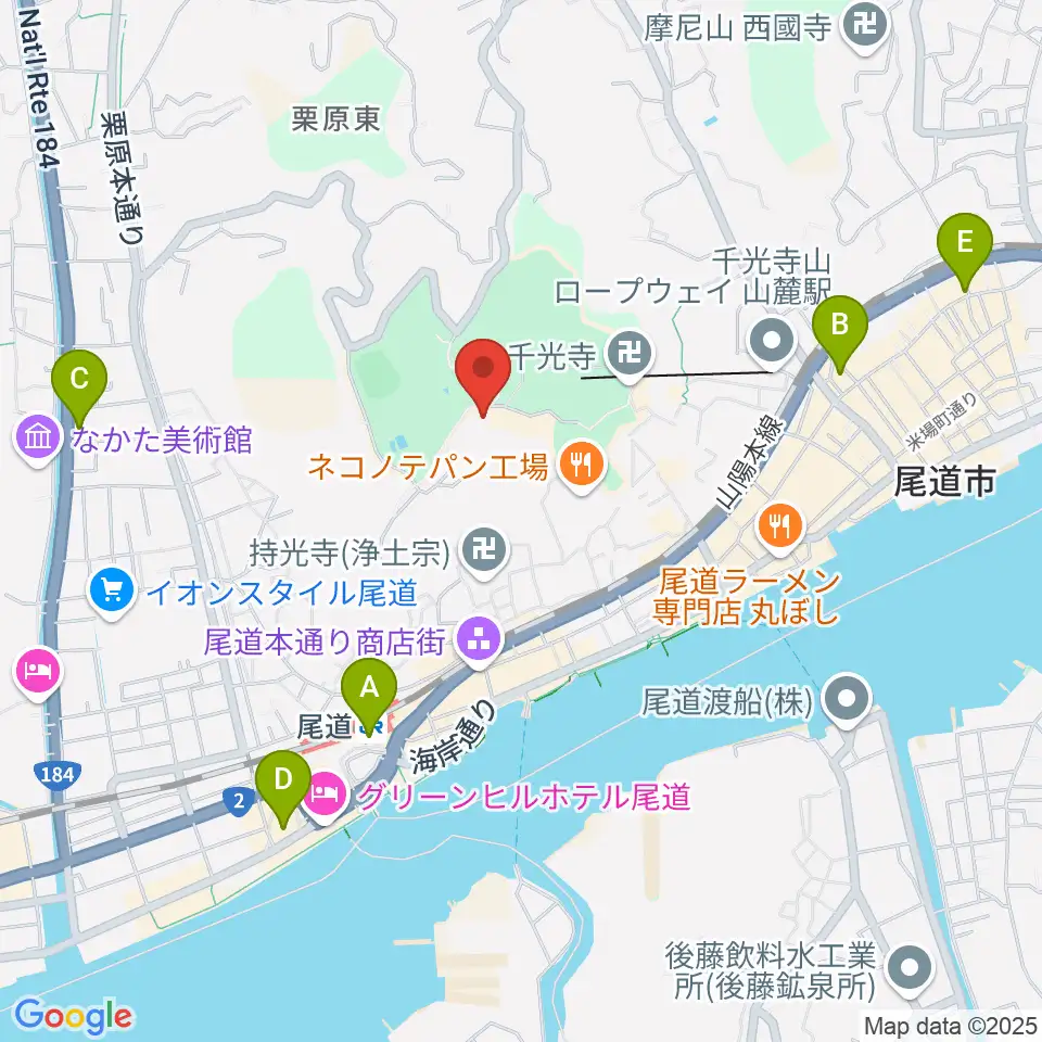 尾道市立美術館周辺のコンビニエンスストア一覧地図