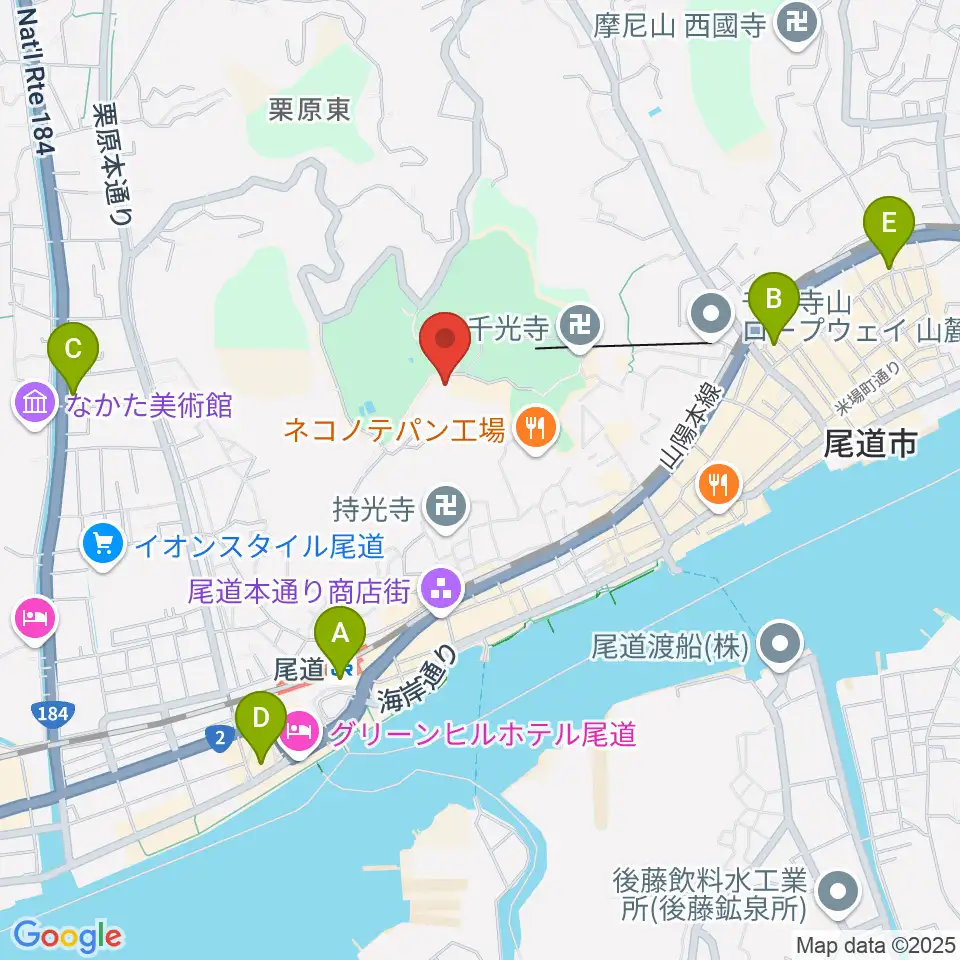 尾道市立美術館周辺のコンビニエンスストア一覧地図
