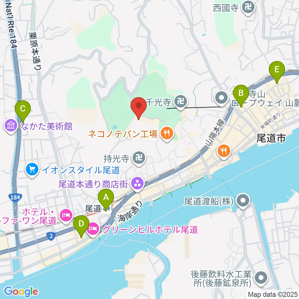 尾道市立美術館周辺のコンビニエンスストア一覧地図