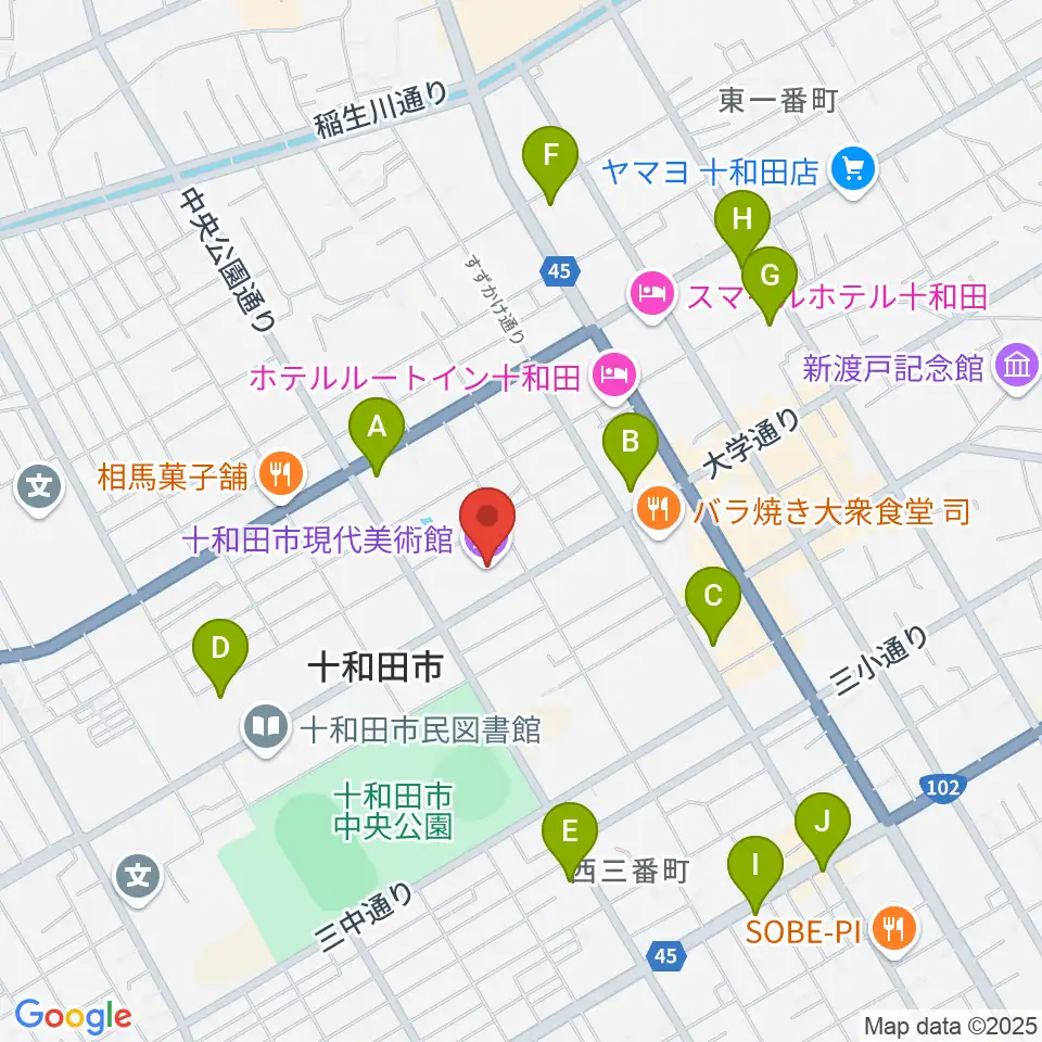 十和田市現代美術館周辺のコンビニエンスストア一覧地図