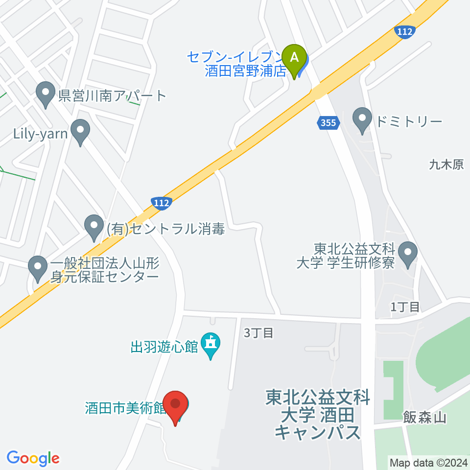 酒田市美術館周辺のコンビニエンスストア一覧地図