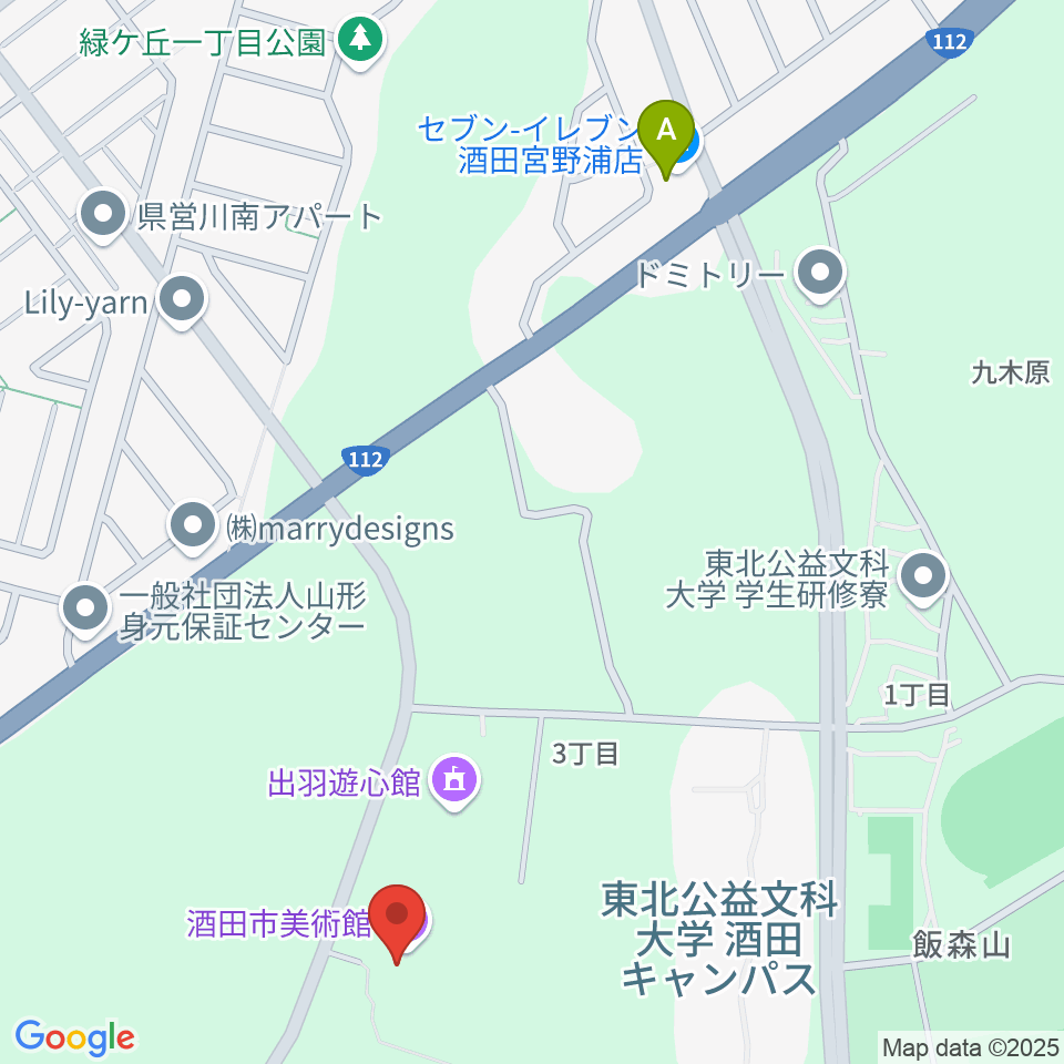 酒田市美術館周辺のコンビニエンスストア一覧地図