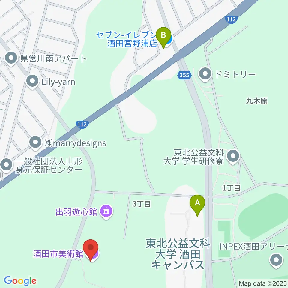 酒田市美術館周辺のコンビニエンスストア一覧地図