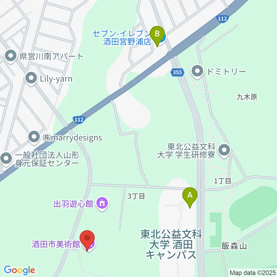 酒田市美術館周辺のコンビニエンスストア一覧地図