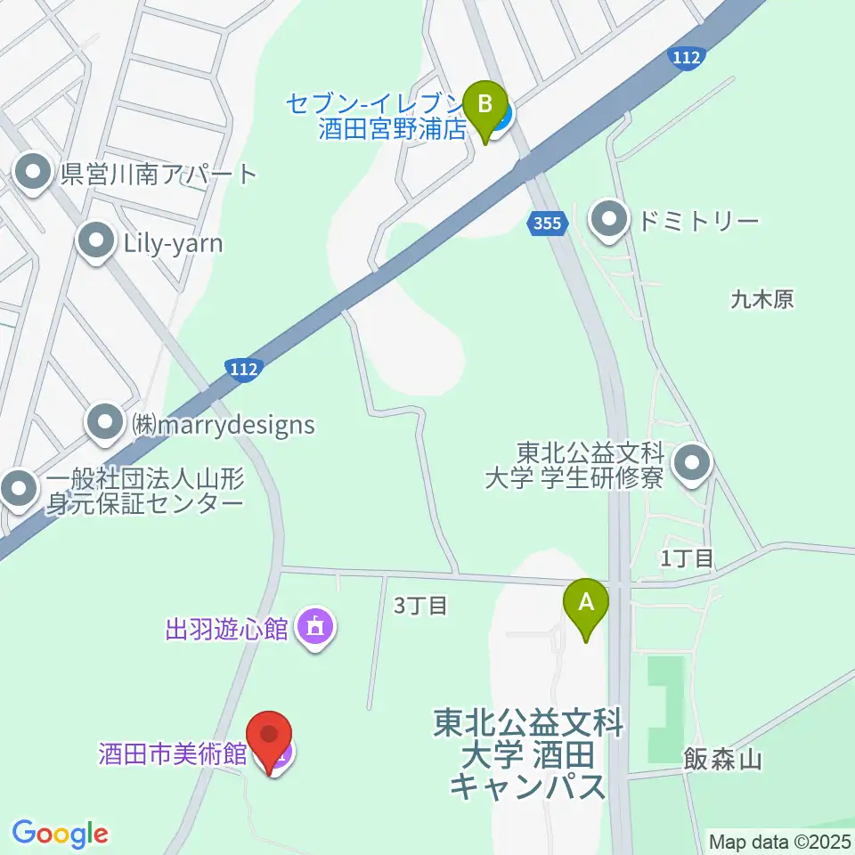 酒田市美術館周辺のコンビニエンスストア一覧地図