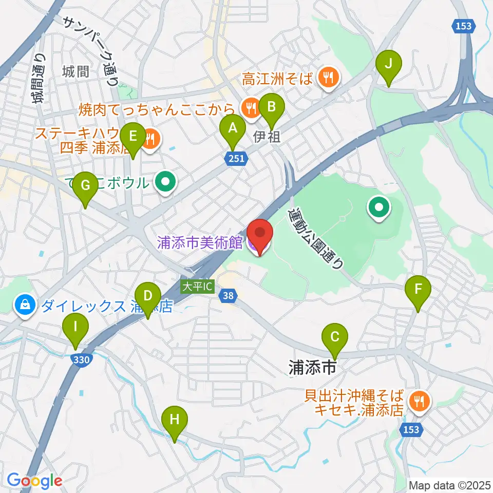 浦添市美術館周辺のコンビニエンスストア一覧地図