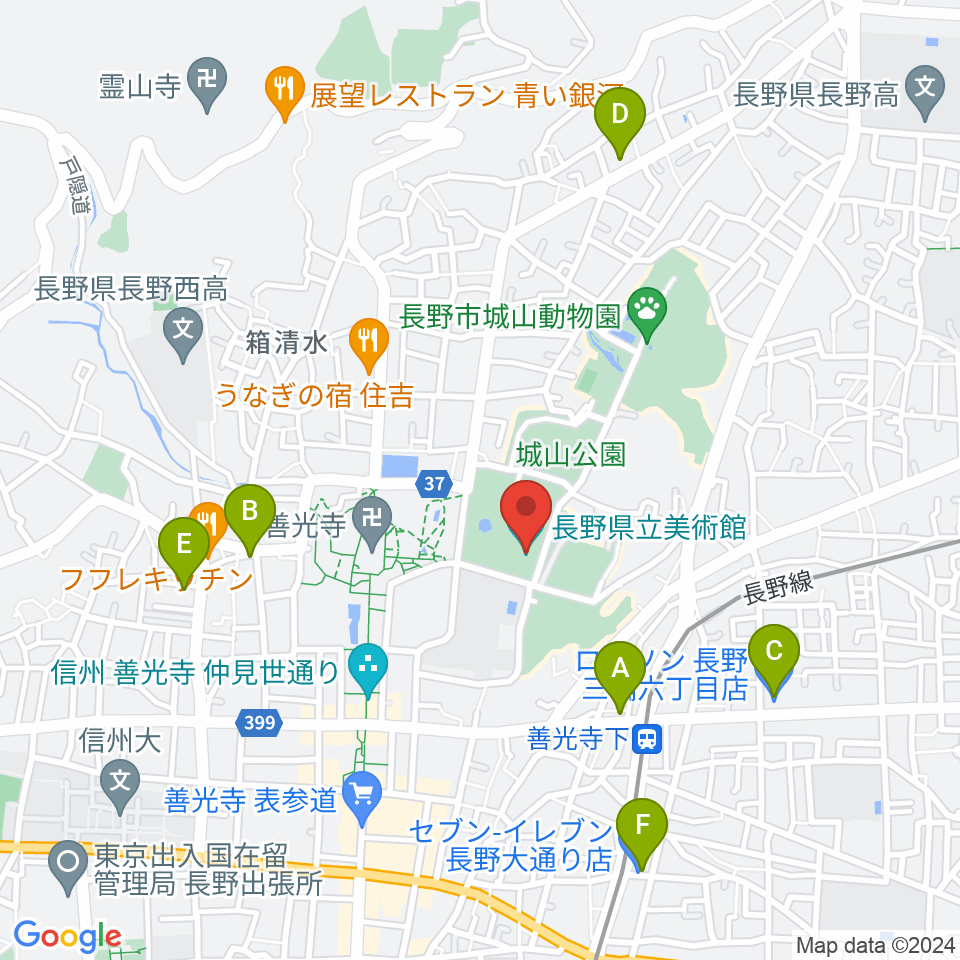 長野県立美術館周辺のコンビニエンスストア一覧地図