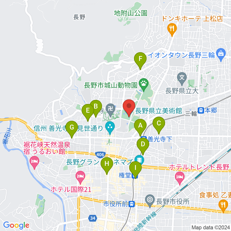 長野県立美術館周辺のコンビニエンスストア一覧地図