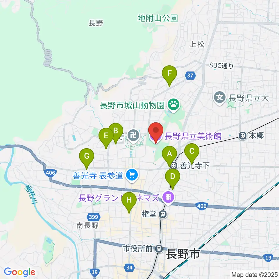 長野県立美術館周辺のコンビニエンスストア一覧地図