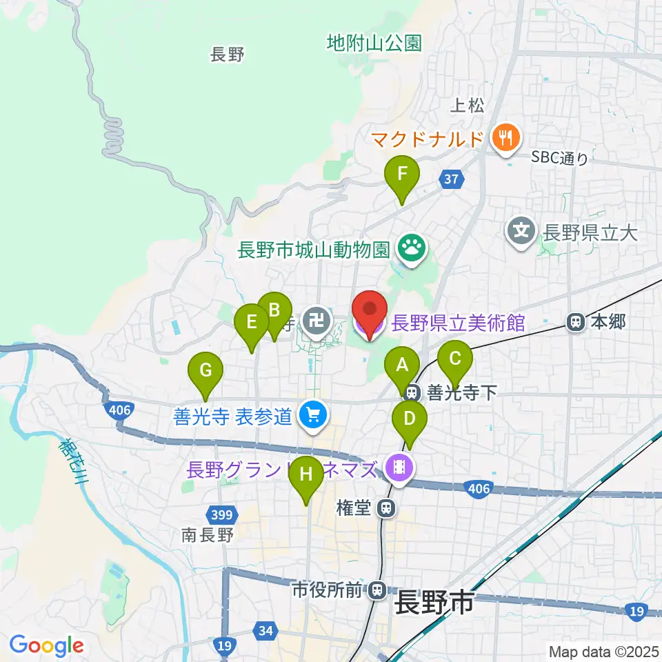 長野県立美術館周辺のコンビニエンスストア一覧地図