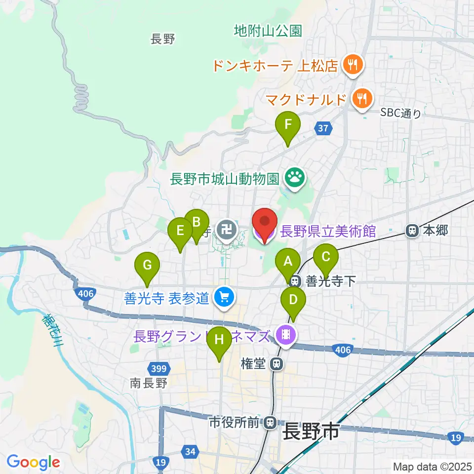 長野県立美術館周辺のコンビニエンスストア一覧地図