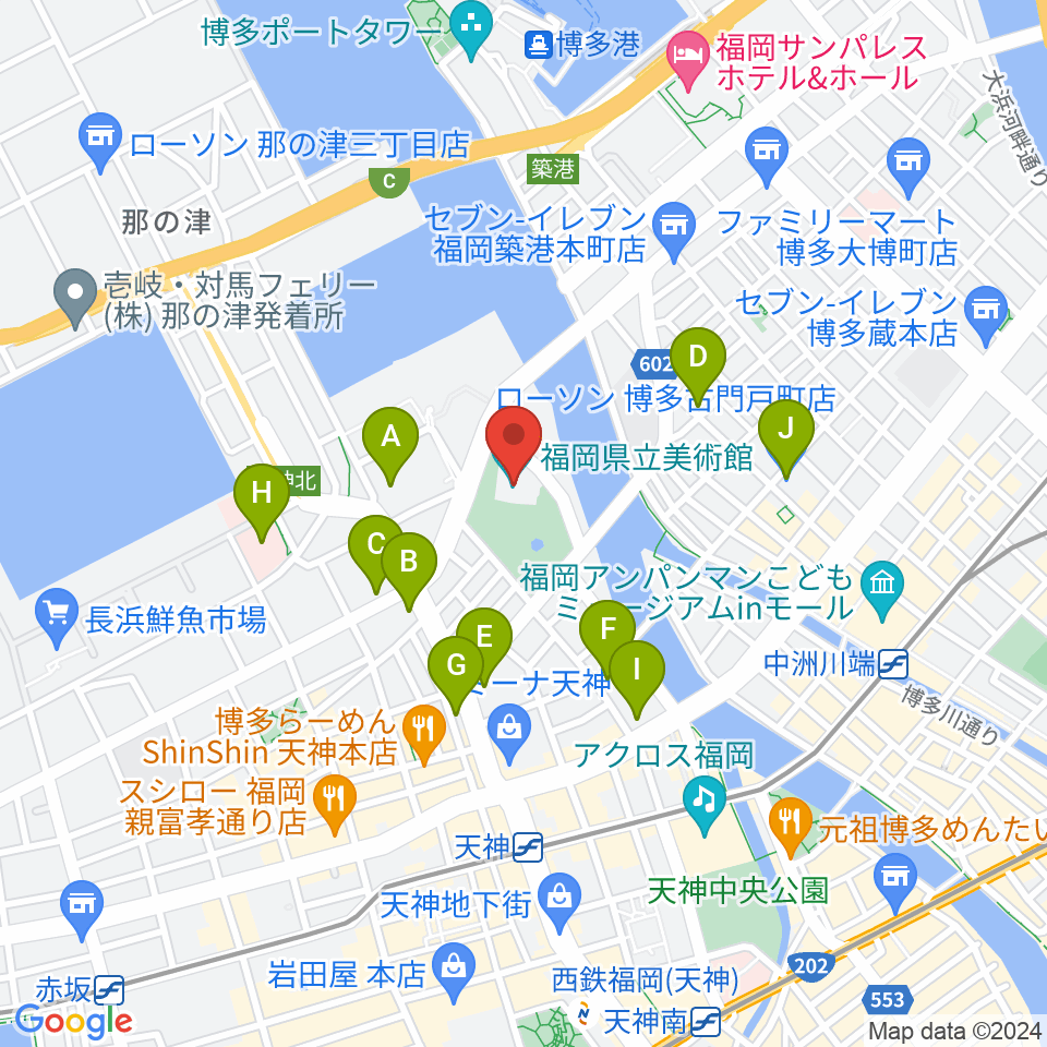 福岡県立美術館周辺のコンビニエンスストア一覧地図