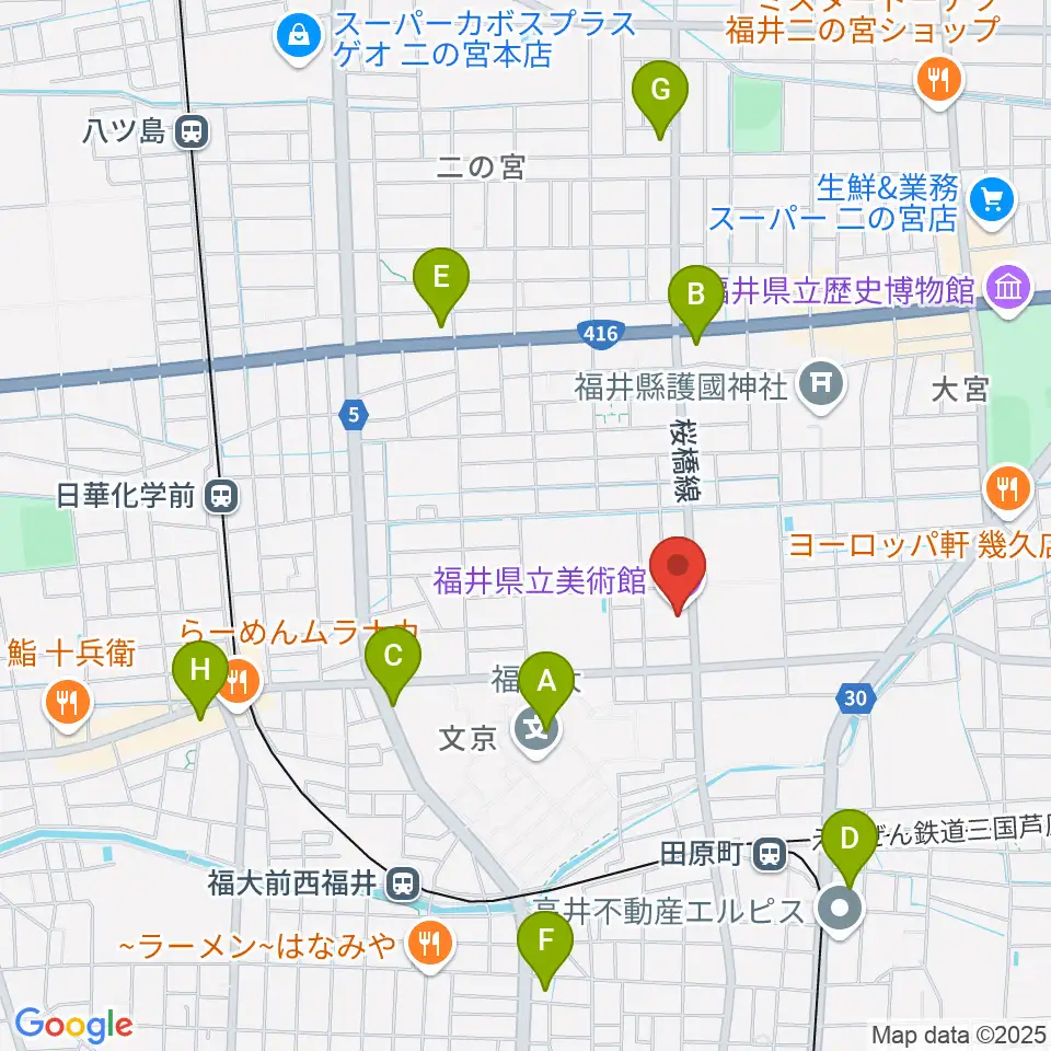 福井県立美術館周辺のコンビニエンスストア一覧地図