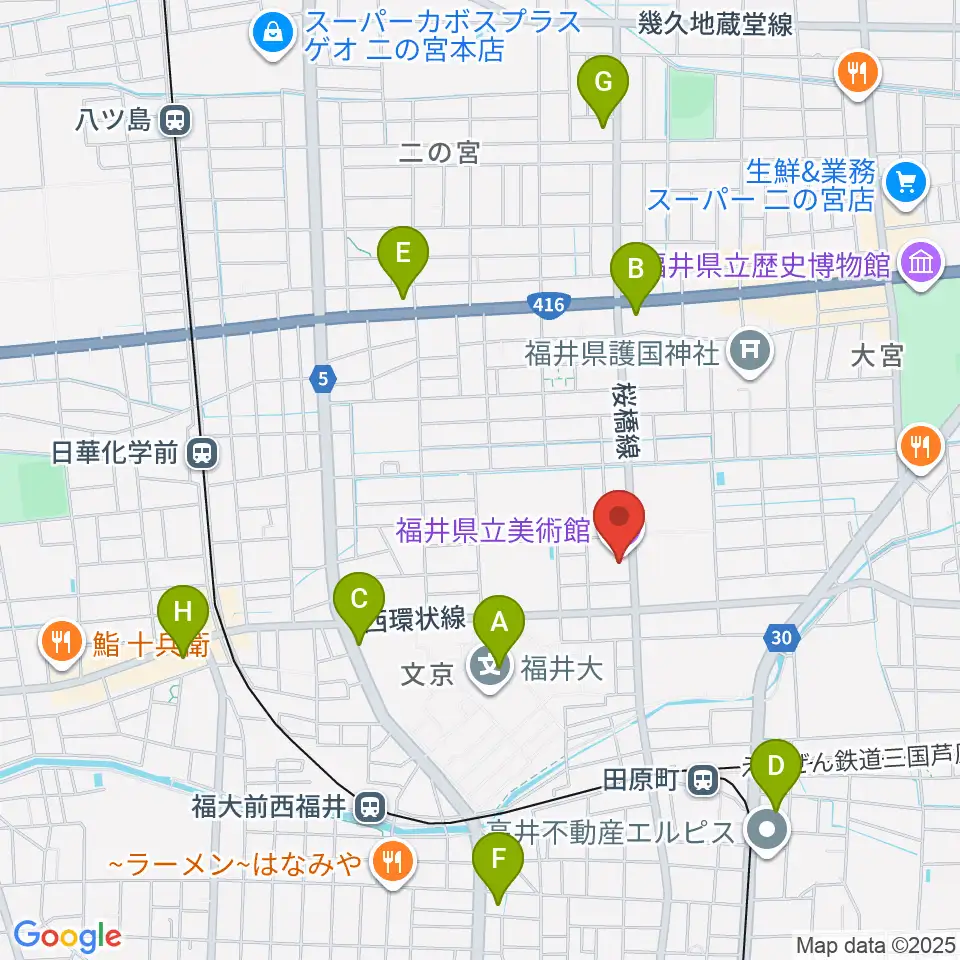 福井県立美術館周辺のコンビニエンスストア一覧地図