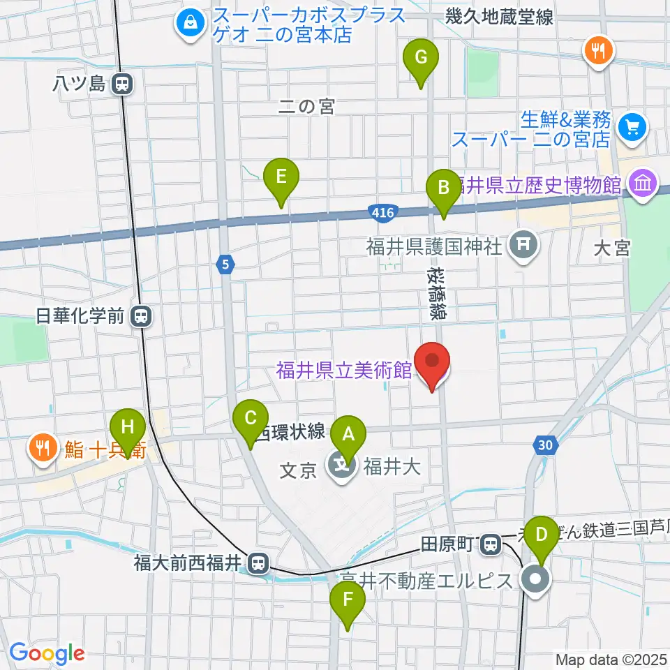 福井県立美術館周辺のコンビニエンスストア一覧地図