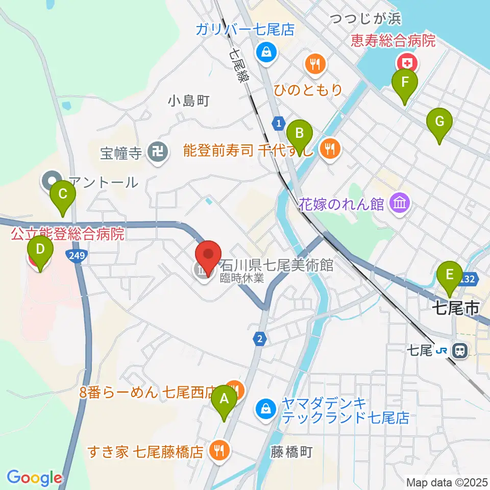 石川県七尾美術館周辺のコンビニエンスストア一覧地図