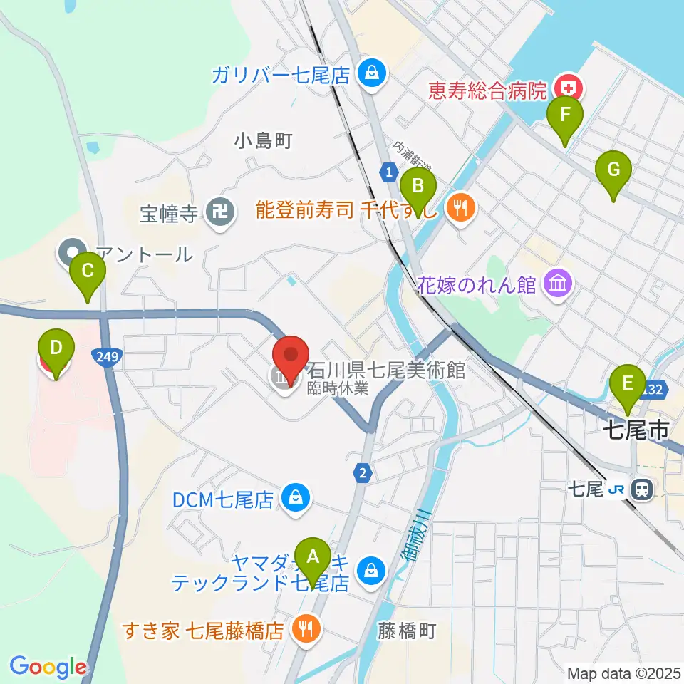 石川県七尾美術館周辺のコンビニエンスストア一覧地図