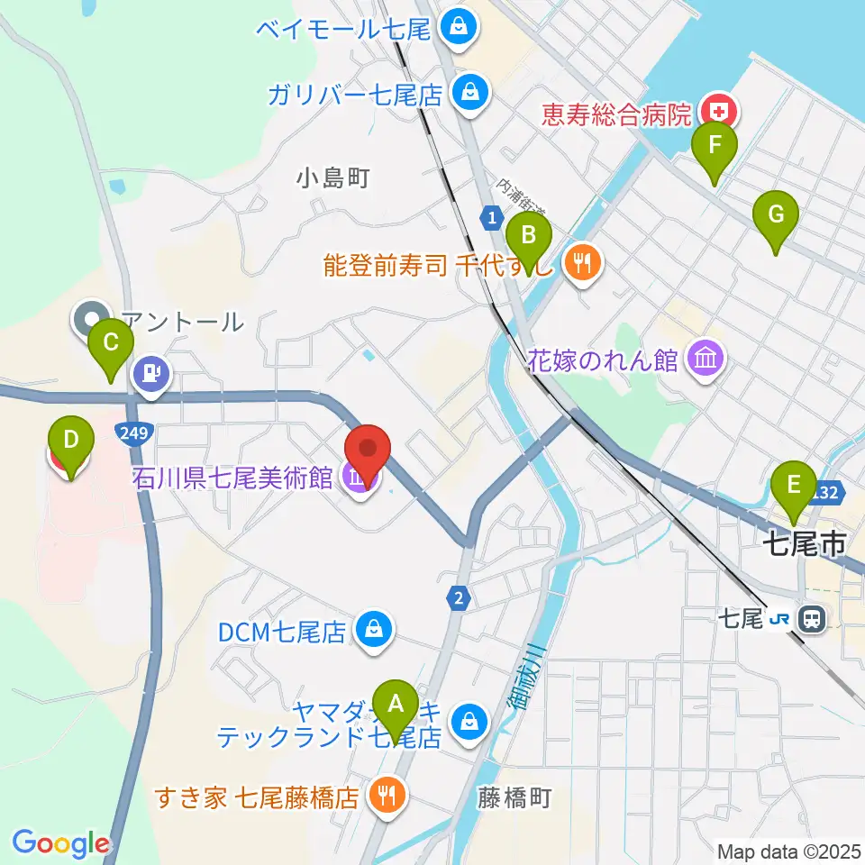 石川県七尾美術館周辺のコンビニエンスストア一覧地図