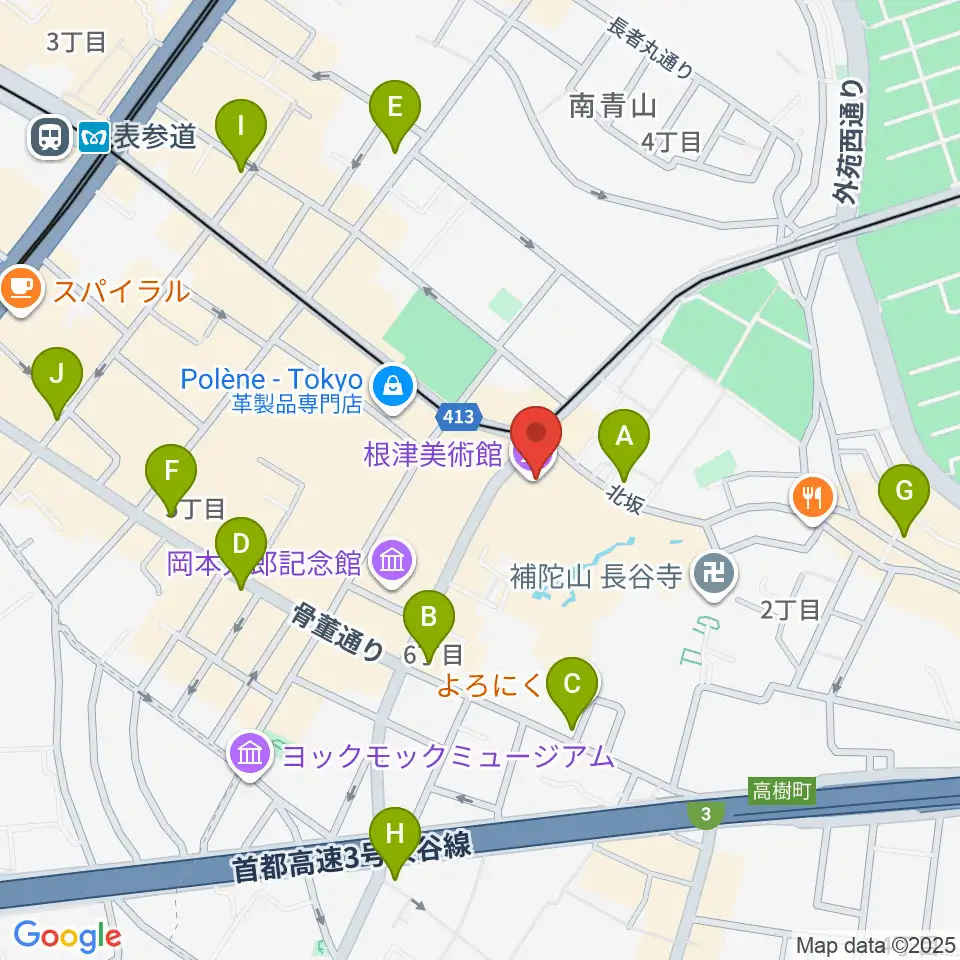 根津美術館周辺のコンビニエンスストア一覧地図