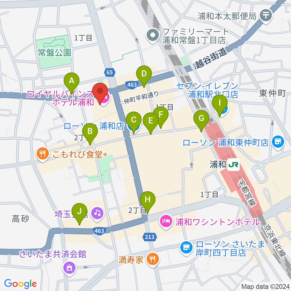 うらわ美術館周辺のコンビニエンスストア一覧地図