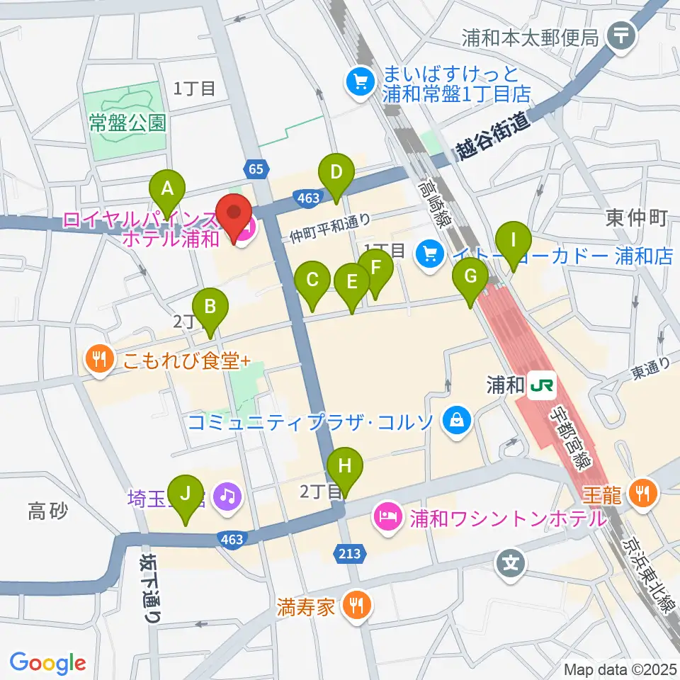 うらわ美術館周辺のコンビニエンスストア一覧地図