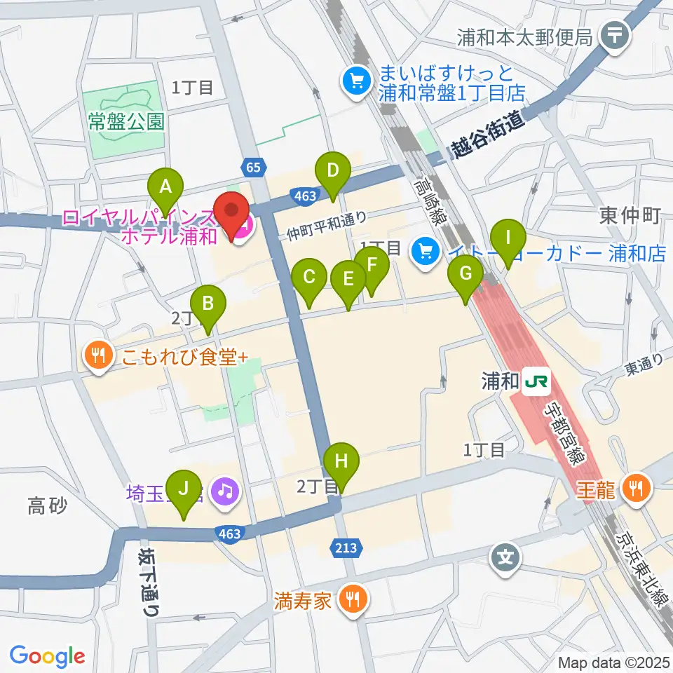 うらわ美術館周辺のコンビニエンスストア一覧地図