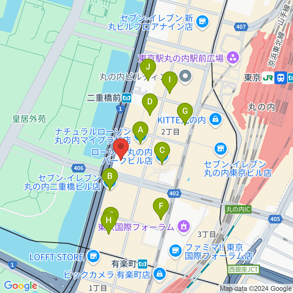 静嘉堂＠丸の内 静嘉堂文庫美術館周辺のコンビニエンスストア一覧地図