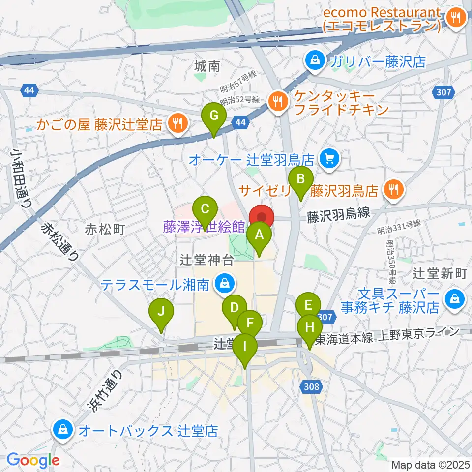 藤澤浮世絵館周辺のコンビニエンスストア一覧地図