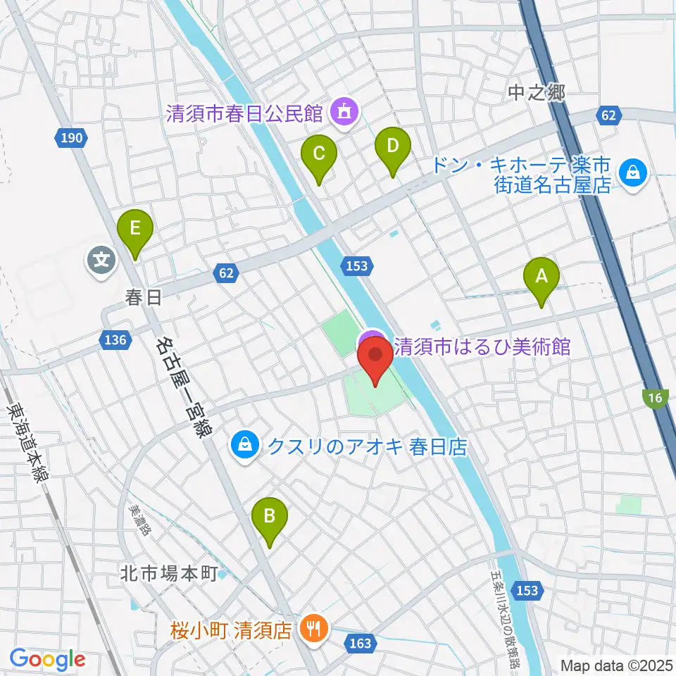 清須市はるひ美術館周辺のコンビニエンスストア一覧地図