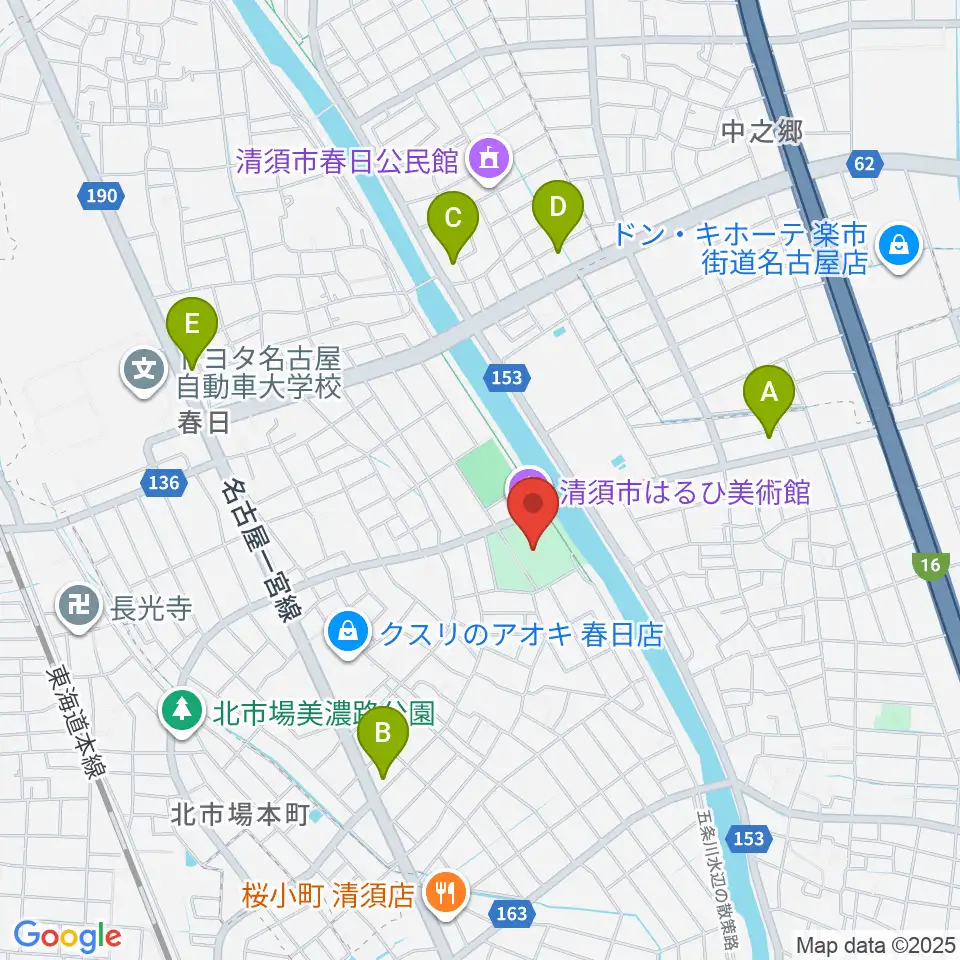 清須市はるひ美術館周辺のコンビニエンスストア一覧地図