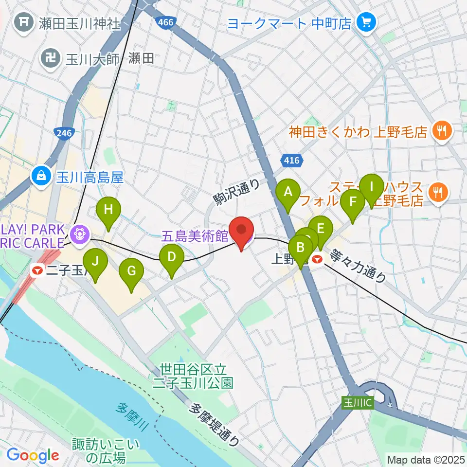五島美術館周辺のコンビニエンスストア一覧地図